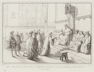 Die Botschafter von Eduard III., König von England, bitten die Republik um Hilfe gegen die Franzosen