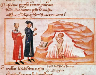 Guido Guinizzelli und die Seelen der Wollüstigen (Gesang 23 aus dem Fegefeuer, in der Göttlichen Komödie) - Miniatur