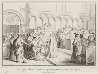 Il Doge Pietro Candiano III prega grazia per suo figlio, 958