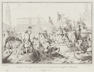 Lazzaro Mocenigo bringt die Nachricht vom Sieg bei den Dardanellen nach Hause