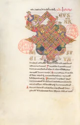Buchstabe D (Deus) Initiale aus dem Brevier von Monte Cassino