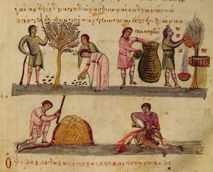 Ms Grec 479 Arbeit auf den Feldern, Illustration aus dem Cynegetica von Oppian