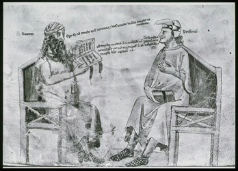 Ms Lat 6823 fol.2 Averroes (1126-98) im Gespräch mit Porphyry (ca. 232-ca. 305)