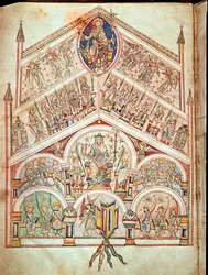 Die himmlische Stadt mit Christus auf dem Thron, Illustration zu einer Ausgabe des Originaltextes von Augustinus von Hippo