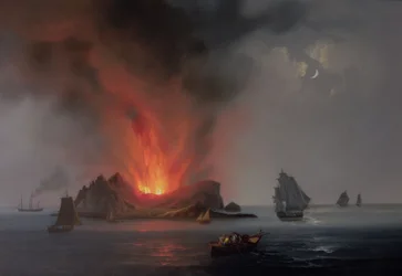 Neuer Vulkan, der 1831 aus dem Meer um Sizilien ausbricht