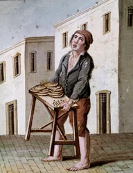 Alte neapolitanische Gewerbe: ein Pizzaverkäufer - 19. Jahrhundert - Neapel, Museo Nazionale di San Martino