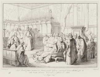 Paolo Barbo, der sich in den Senat übersetzen ließ, weil er krank war, ermutigt die niedergeschlagenen Geister nach der Niederlage