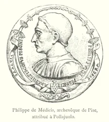 Philippe de Medicis, Erzbischof von Pisa, zugeschrieben Pollajuolo (Stich)