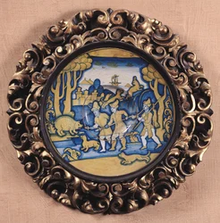 Teller dekoriert mit einer Jagdszene, Deruta-Werkstatt, ca. 1540-45 (Majolika)