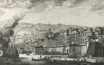 Ponte Reale in Genua, Gravur, Italien