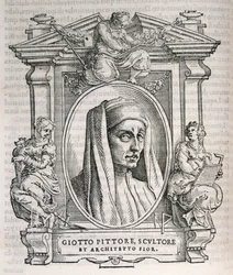 Porträt von Giotto di Bondone (ca. 1267-1337) aus Vasaris Leben der Künstler, erstmals veröffentlicht 1550
