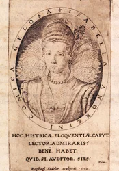 Porträt der italienischen Schauspielerin Andreina Isabella Canali (1562-1604), Titelseite ihrer Briefe