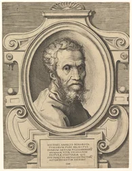 Porträt von Michelangelo, veröffentlicht um 1564 (Gravur)