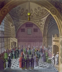 Empfang der westlichen Botschafter durch den Großwesir des Sultans in Konstantinopel, ca. 1820
