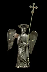 St. Gabriel Erzengel mit Prozessionskreuz, XII Jahrhundert Bronzestatue, Kreuz von 1369