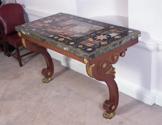 Tischplatte, die den Hafen von Livorno darstellt, nach einem Entwurf von Antonio Ciocci (fl.1722-92)