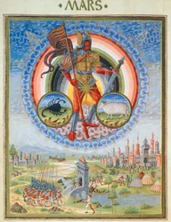 Der Planet Mars und eine belagerte Burg, Illustration aus 