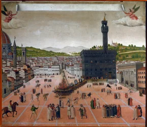 Der Scheiterhaufen von Girolamo Savonarola auf der Piazza della Signoria, Florenz 1498