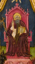 Triptychon: Heiliger Antonius Abt auf dem Thron, Heiliger Paulus der Einsiedler und Heiliger Onophrius (Detail)