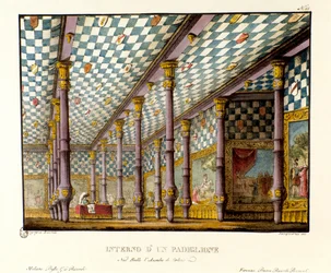 Ansicht des Zeltes von Edward III., König von England, 1347 während des Hundertjährigen Krieges, Bühnenbild für die Oper 