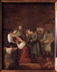 Der Segen des jungen Paares vor der Hochzeit