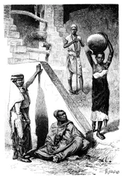 Sudanesische Araber und eine weibliche Shilluk-Sklavin, Sudan