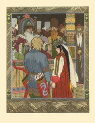 Illustration zum Märchen von Iwan Zarewitsch, dem Feuervogel und dem grauen Wolf, 1902