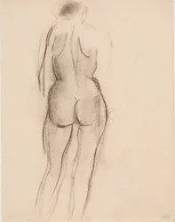 Weibliches stehendes Modell, von hinten gesehen