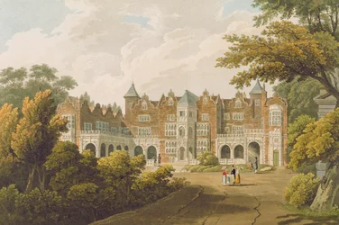 Holland House, der Sitz des hochverehrten Lord Holland, graviert von R. Havell und Sohn