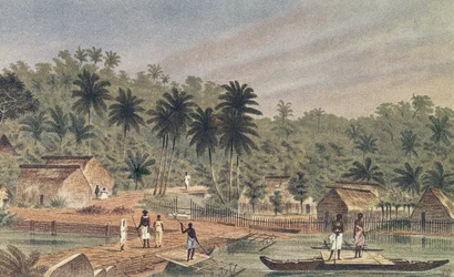 Dorf Ngaloa, Kandan, Fidschi, aus At Anchor von J.J. Wild