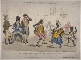 Figuren trinken und tanzen im Coach and Horses in der Nightingale Lane, Illustration aus 