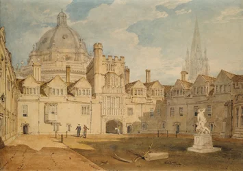 Ein Blick von innen auf den Brazen Nose College Hof, Oxford, 1803-1804
