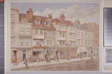 Ansicht der Nummern 140-156 auf der Westseite der Borough High Street, 1888