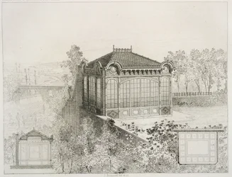 Pläne und Aufriss eines Gartenpavillons, ca. 1880