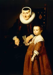 Porträt einer Dame, 80 Jahre alt, mit einem Mädchen, 6 Jahre alt, dreiviertel Länge, ca. 1632-33