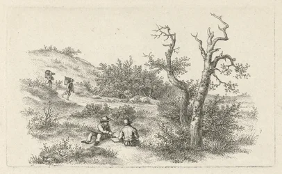 Zeichner in einer Dünenlandschaft