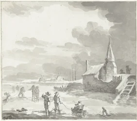 Winterlandschaft mit Schlittschuhläufern