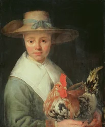 Mädchen mit einem Hahn