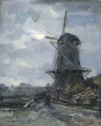 Mühle im Mondlicht