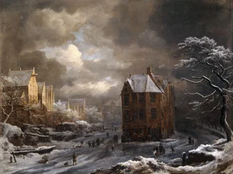 Ansicht des Hekelveld, Amsterdam, im Winter, Blick nach Süden
