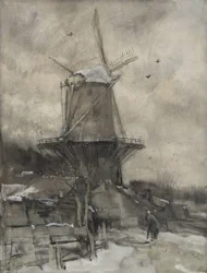 Eine Mühle im Winter