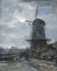 Mühle bei Mondlicht