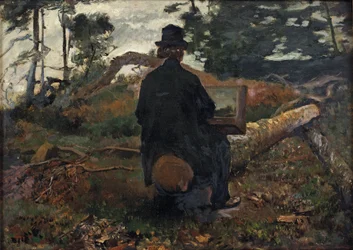 Der Maler Frederik Hendrik Kaemmerer bei der Arbeit in Oosterbeek