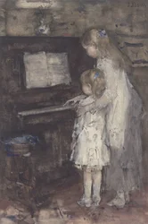 Zwei Mädchen am Klavier