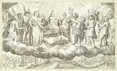 Bacchus reicht Jupiter Wein