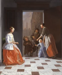 Straßenmusiker an der Tür