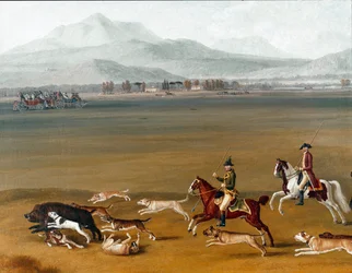 Ferdinand IV. bei der Wildschweinjagd auf dem Landgut Cassano, Detail. 18. Jahrhundert. Neapel, Museo Nazionale di Capodimonte