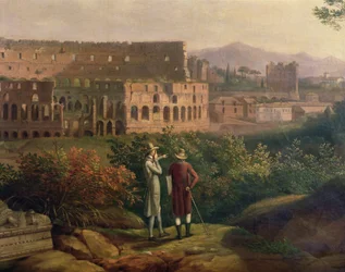 Johann Wolfgang von Goethe (1749-1832) besucht das Kolosseum in Rom, um 1790