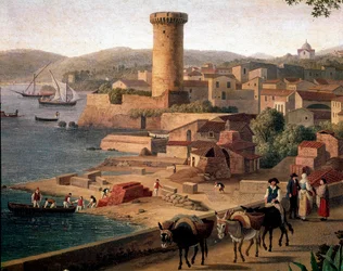 Landschaft bei Gaeta (Gaete) mit Ziegelei. Detail. Ende des 18. Jahrhunderts. Neapel, Museo Nazionale di San Martino