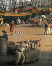 Blick auf den Hafen von Messina, Arbeiter